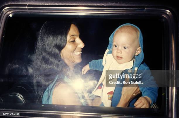 Singer Cher and son Elijah Blue Allman on March 20, 1977 at Los Angeles International Airport in Los Angeles, California.