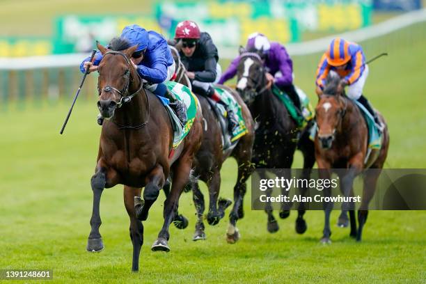 William Buick riding Native Trail win The bet365 Craven Stakes at Newmarket Racecourse on April 13, 2022 in Newmarket, England.