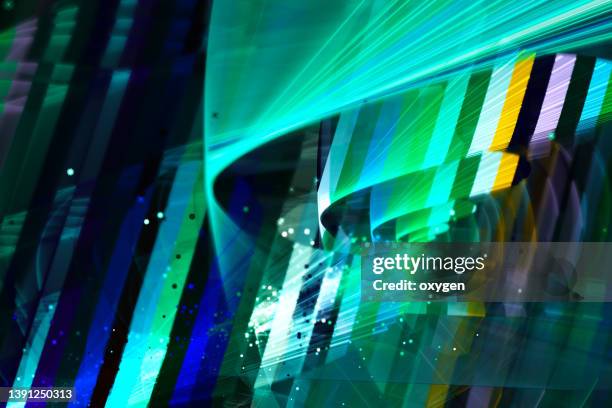 twisted morphing wavy striped shapes background. abstract motion swirl green fractal background - liquid galaxy stock pictures, royalty-free photos & images