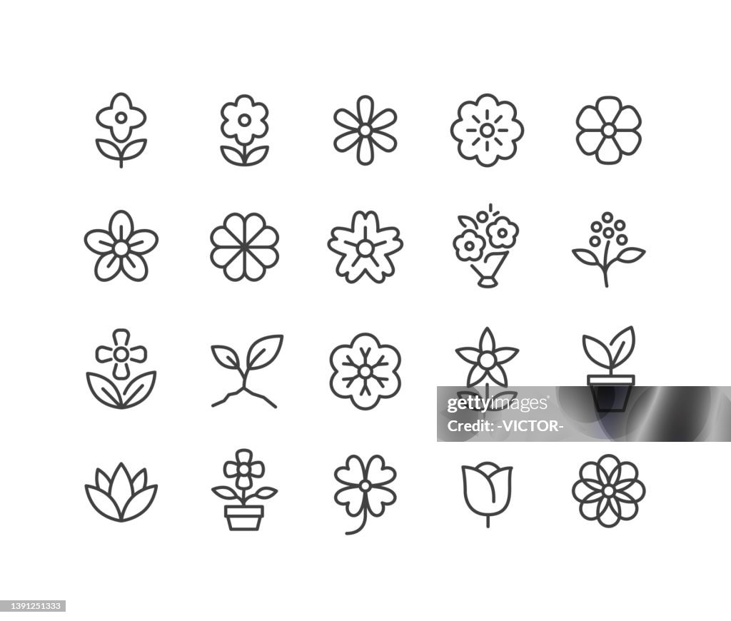 Flower Icons - Classic Line Series