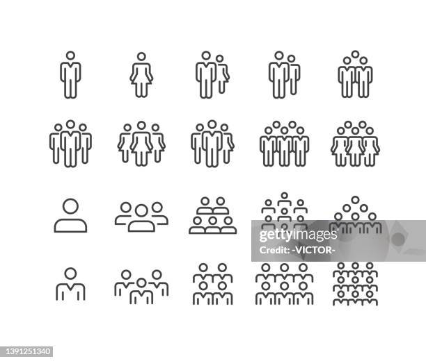 stockillustraties, clipart, cartoons en iconen met people icons - classic line series - staff meeting