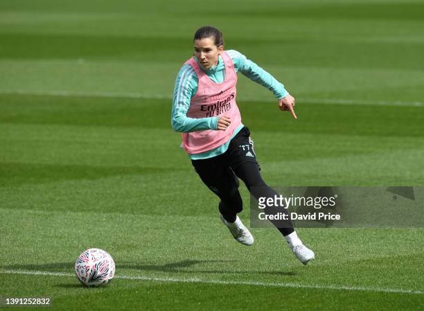 Tobin Heath of Arsenal during the Arsenal Women's training session at Arsenal Training Centre on April 13, 2022 in London, England.