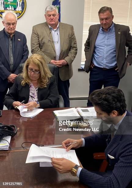 Riverhead Supervisor Yvette Aguiar and Justin Ghermezian, a principal of venture group Calverton Aviation and Technology, signed a letter of...