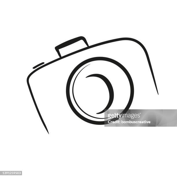camera icon line art - one line drawing abstract line art stock illustrations