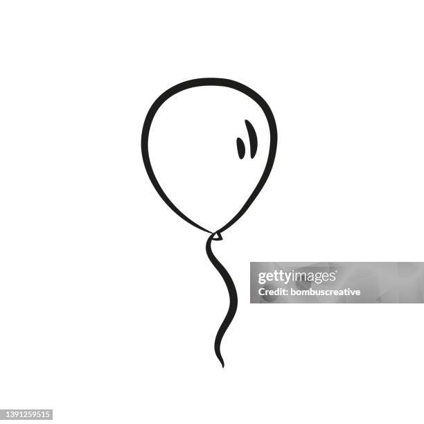 illustrazioni stock, clip art, cartoni animati e icone di tendenza di balloon line art - black balloons