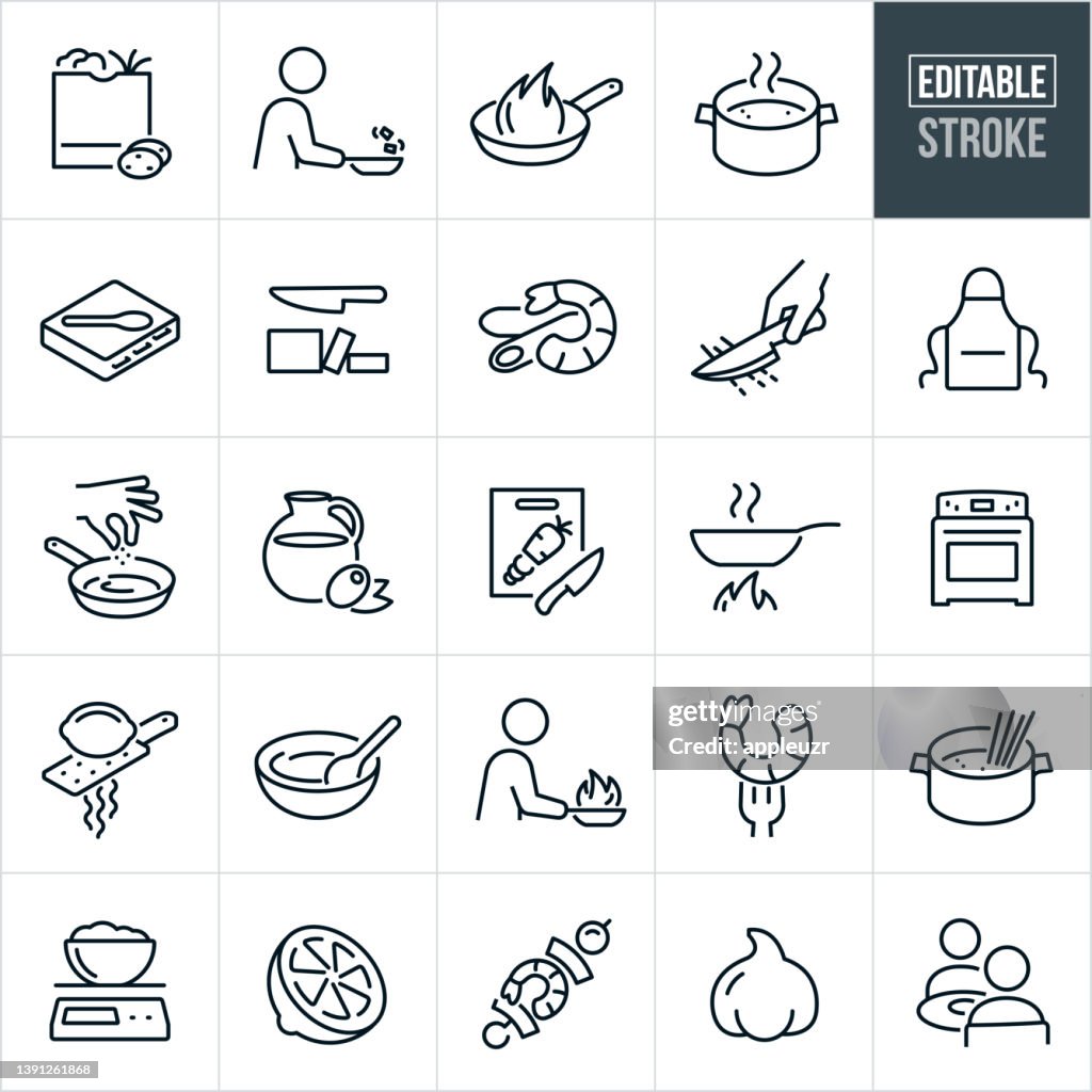 Cooking Thin Line Icons - Editable Stroke