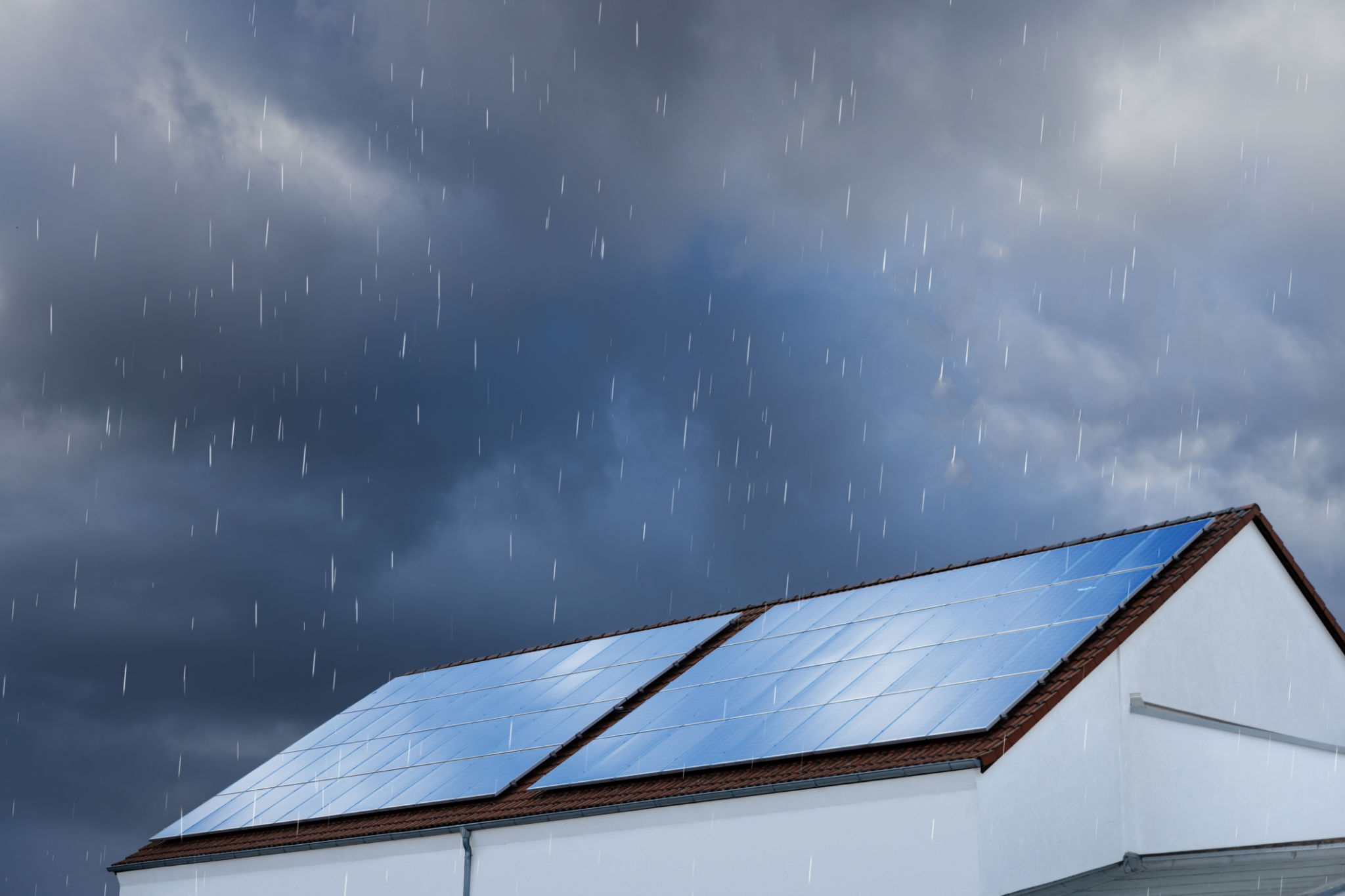 solar panels cloudy sky