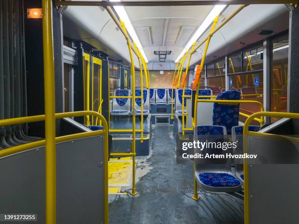 interior of public transport - bus interior fotografías e imágenes de stock