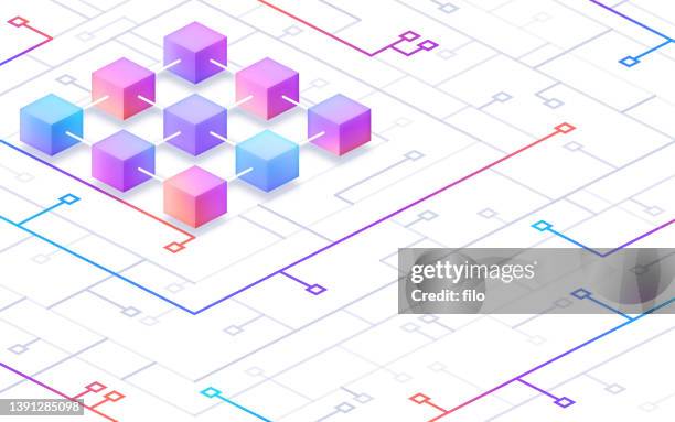 ilustrações de stock, clip art, desenhos animados e ícones de technology network connection data digital abstract background - blockchain