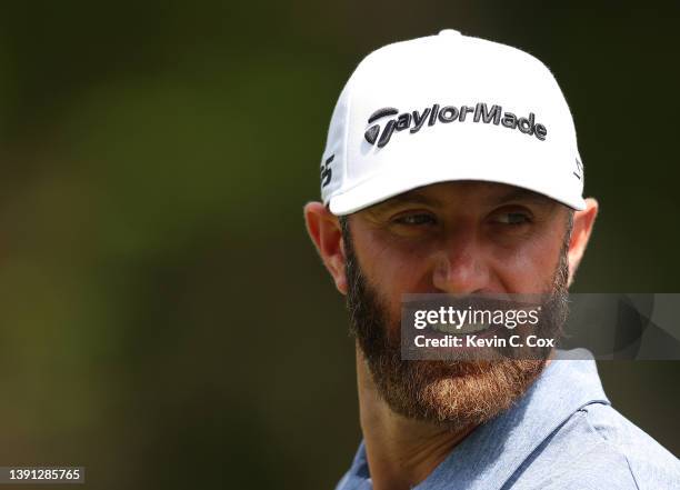 Dustin Johnson walks the seventh hole during a pro-am prior to the RBC Heritage at Harbor Town Golf Links on April 13, 2022 in Hilton Head Island,...