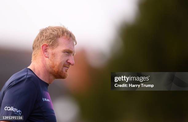 Steve Kirby, Coach of Somerset looks on during Somerset Cricket Training at The Cooper Associates County Ground on April 13, 2022 in Taunton, England.