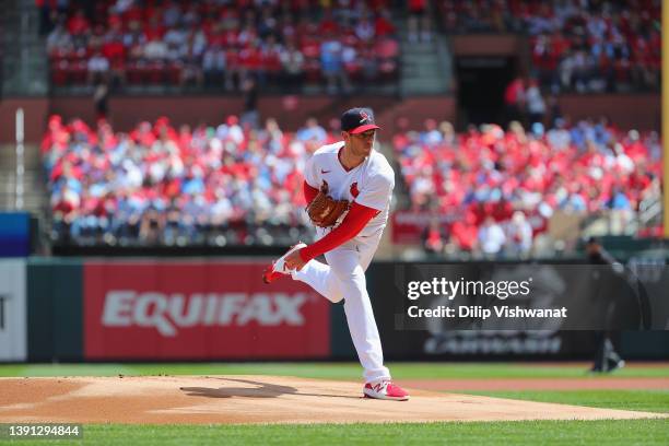 Steven Matz of the St. Louis Cardinals delivers a pitch against the Pittsburgh Pirates at Busch Stadium on April 10, 2022 in St Louis, Missouri.