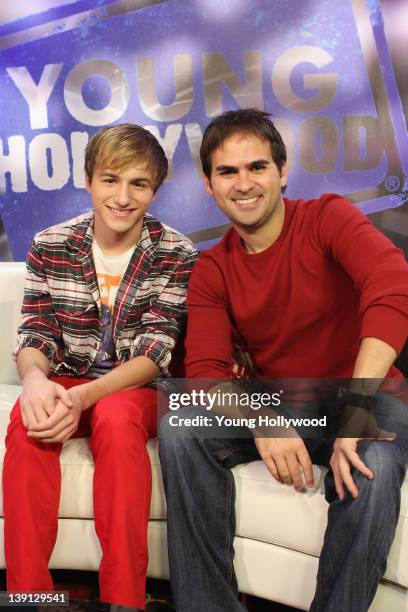 Actor Lucas Cruikshank and Young Hollywood founder R.J. Williams at the Young Hollywood Studio on February 12, 2012 in Los Angeles, California.