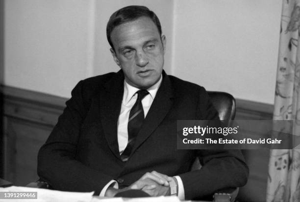 American lawyer, prosecutor and "fixer" Roy Cohn working in his office at 58th St. And Madison Avenue, in New York, NY, September 5, 1963.