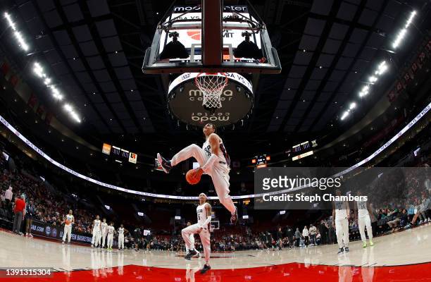Keyonte George of USA Team warms up before the game against World Team during the Nike Hoop Summit at Moda Center on April 08, 2022 in Portland,...