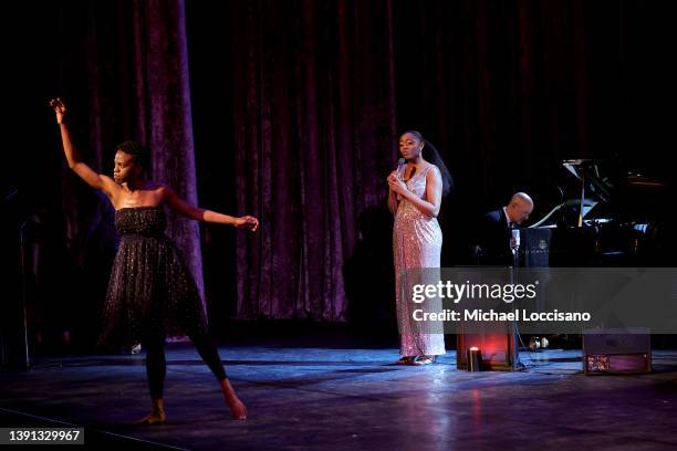 Garth Fagan Dance member Gabrielle Samuel performs onstage during a performance by Samara Joy at the 2022 Jazz At Lincoln Center Gala, Body and Soul:...