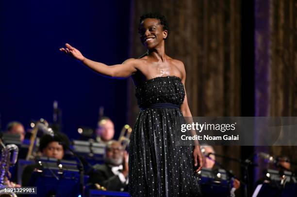 Garth Fagan Dance member Gabrielle Samuel performs onstage at the 2022 Jazz At Lincoln Center Gala, Body and Soul: America Rises Through the Arts, at...