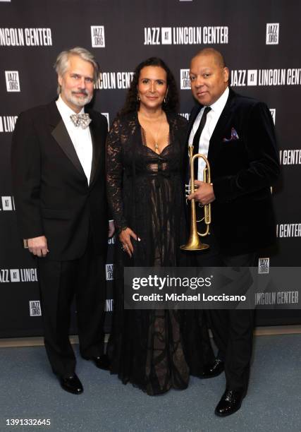 Executive Director at Jazz at Lincoln Center Greg Scholl, Patricia Blanchet and Wynton Marsalis attend the 2022 Jazz At Lincoln Center Gala, Body and...