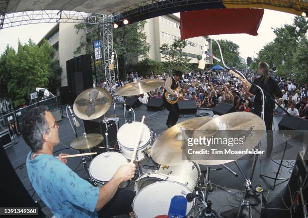 Roy Rogers and band perform during the Fountain Blues Festival at San Jose State University on May 12, 2001 in San Jose, California.