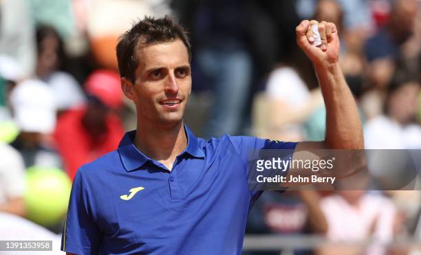 Albert Ramos-Vinolas of Spain celebrates his victory during day 4 of the Rolex Monte-Carlo Masters, an ATP Masters 1000 tournament held at the...