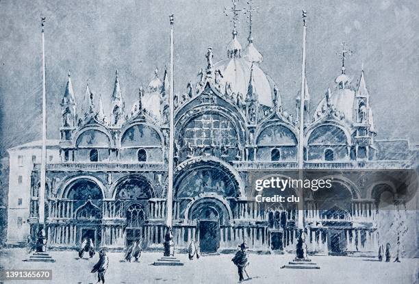 venice snow covered - venice italy stock illustrations
