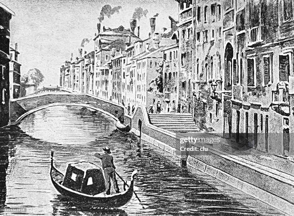 Gondola in Venice snow covered
