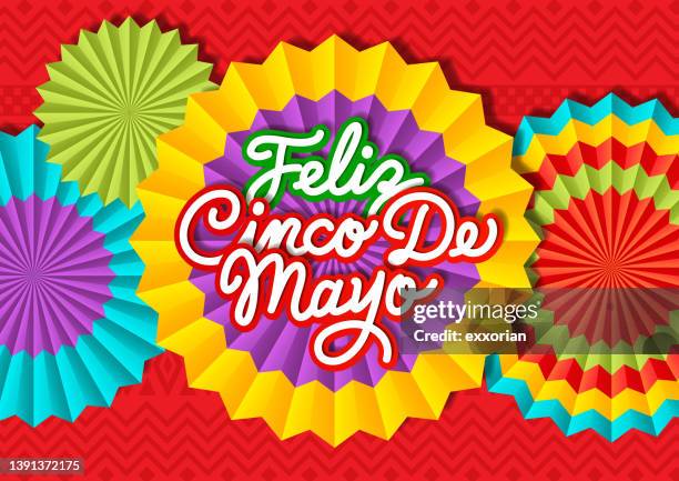 cinco de mayo papierfächer - zusammenklappbar stock-grafiken, -clipart, -cartoons und -symbole