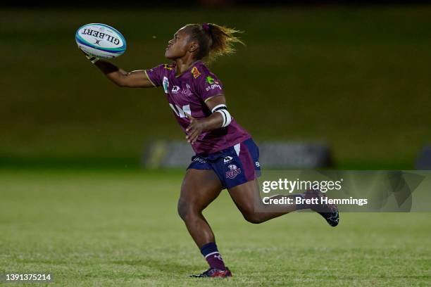 Ivania Wong of the Reds catches the ball during the Super W Semi Final match between the NSW Waratahs and the Queensland Reds at Eric Tweedale...