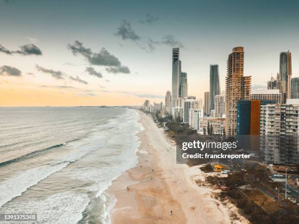 surfer paradise beach - gold coast aerial stock pictures, royalty-free photos & images
