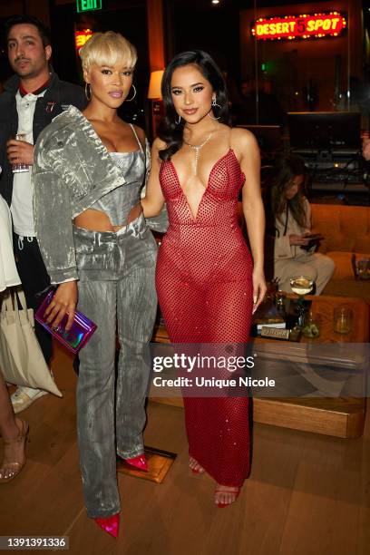 Becky G and Serayah McNeill attends the Flaunt Magazine and Pandora host Phone a Friend Issue launch party at Desert 5 Spot on April 13, 2022 in Los...