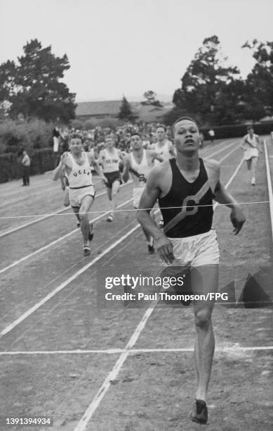 American athlete Archie Williams winning the 400 metres at the Olympics Regional Trials at the University of California in Palo Alto, California,...