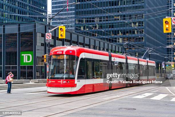 modern streetcar in toronto canada - toronto transit stock pictures, royalty-free photos & images