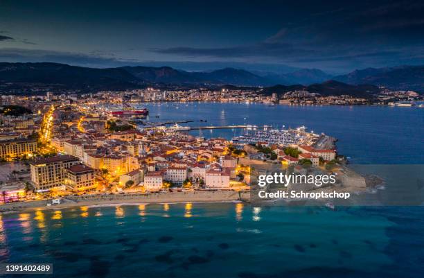 cityscape of ajaccio in corsica, france - aerial view - corsica stock pictures, royalty-free photos & images