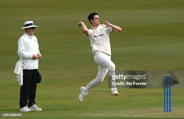 Leicestershire bowler Chris Wright in bowling action during Day One of the LV= Insurance County Championship match between Durham and Leicestershire...