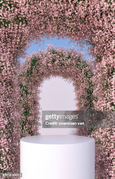 3d rendering exhibition background - bogen stockfoto's en -beelden