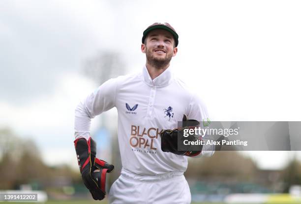 Ollie Robinson, Captain and Wicket Keeper of Kent before the afternoon session during the LV= Insurance County Championship match between Kent and...