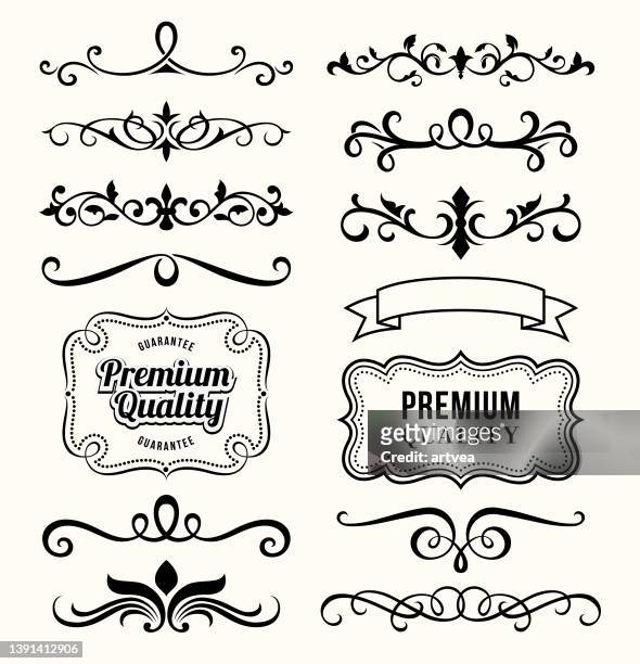 set of decorative elements for design - filigree stock illustrations