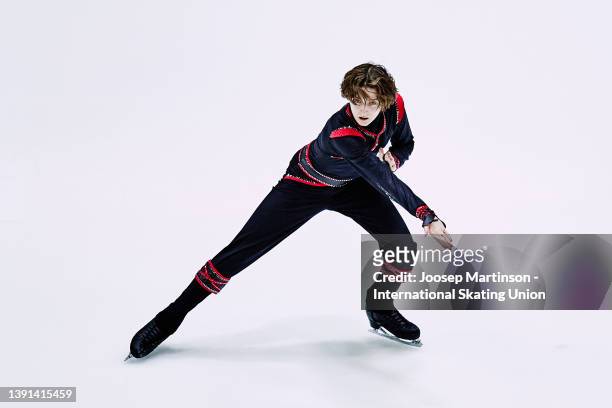 Kai Kovar of the United States competes in the Junior Men's Short Program during day 1 of the ISU World Junior Figure Skating Championships at...