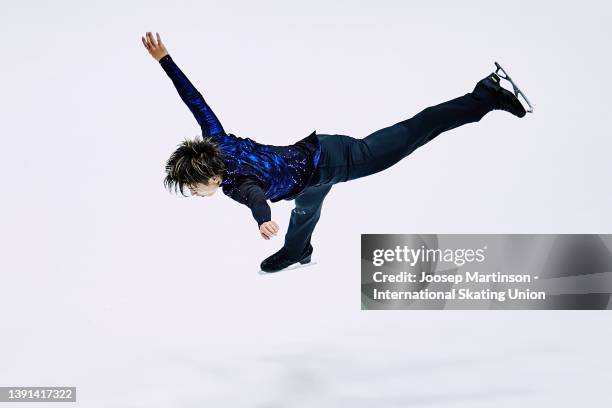 Lucas Tsuyoshi Honda of Japan competes in the Junior Men's Short Program during day 1 of the ISU World Junior Figure Skating Championships at...