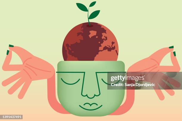 think about the environment - global mindset stock illustrations