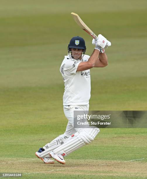 Durham batsman David Bedingham cuts the ball towards the boundary during his century during Day One of the LV= Insurance County Championship match...