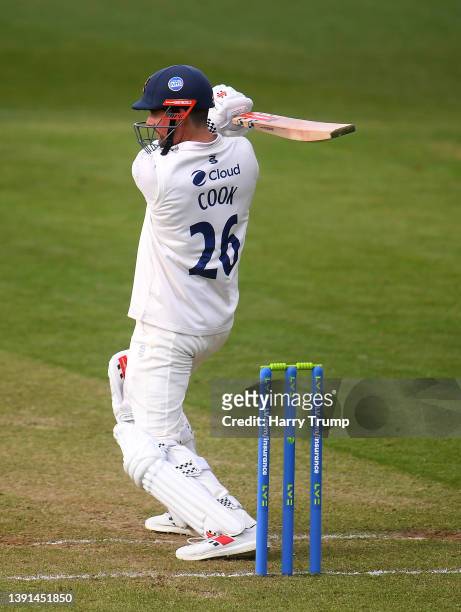 Alastair Cook of Essex plays a shot during Day One of the LV= Insurance County Championship match between Somerset and Essex at The Cooper Associates...