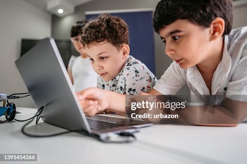 Elementary School Children Learning To Code High-Res Stock Photo ...