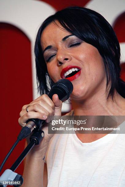 Singer Raquel del Rosario performs during presentation of new album 'Buscamos Sonrisas' at FNAC Callao on February 16, 2012 in Madrid, Spain.