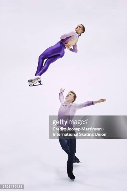 Letizia Roscher and Luis Schuster of German compete in the Junior Pairs Short Program during day 1 of the ISU World Junior Figure Skating...