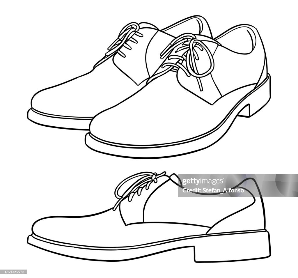 Conjunto De Dibujos Vectoriales Simples De Un Par De Zapatos De Cuero  Ilustración de stock - Getty Images