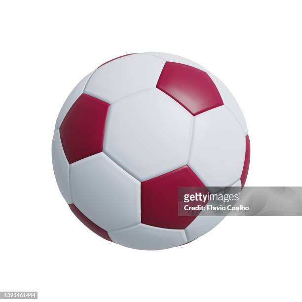 soccer ball with the colors of the qatari flag - pelota fotografías e imágenes de stock
