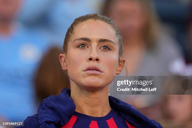 Abby Dahlkemper of the United States looks on against Uzbekistan at Subaru Park on April 12, 2022 in Chester, Pennsylvania.