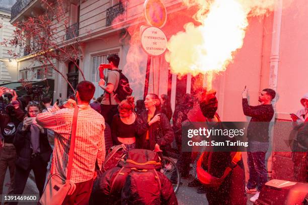 Students demonstrate in rejection of the two final candidates in the French presidential election - incumbent Emmanuel Macron and far-right candidate...