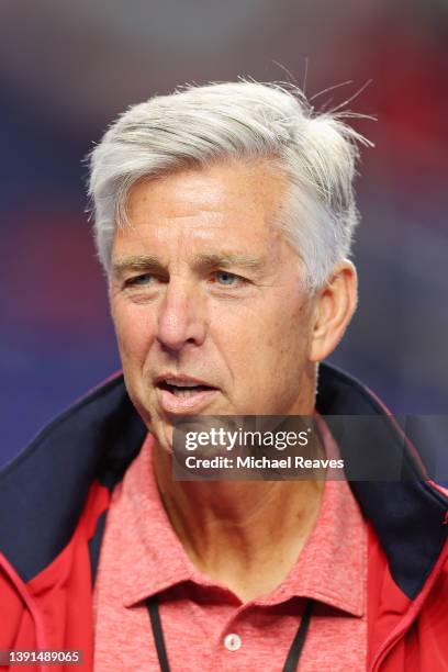 President of Baseball Operations Dave Dombrowski of the Philadelphia Phillies looks on prior to the game against the Miami Marlins at loanDepot park...